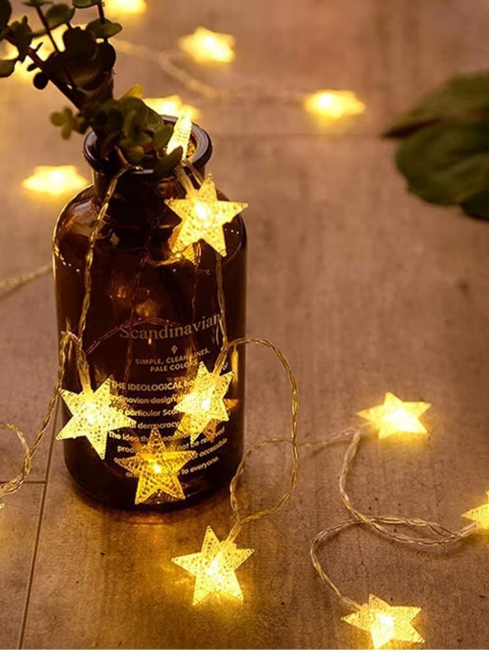 Star Fairy String Lights in Warm White Battery Operated Set of 2 Strings